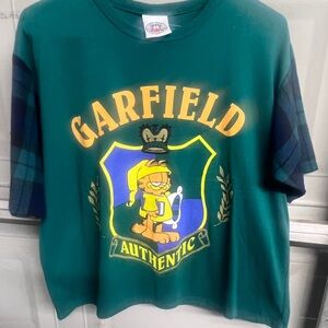 Green Garfield Graphic Tee Short Sleeve